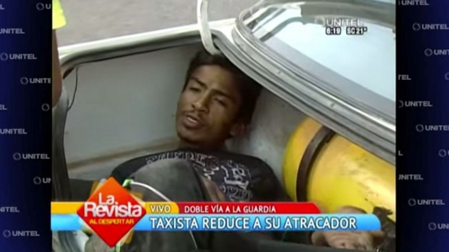 Taxista boliviano detuvo a sujeto que le robó y lo llevó a canal de televisión