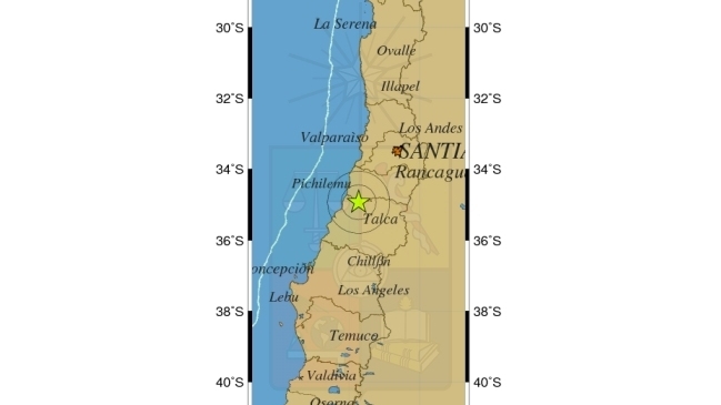 Sismo de 3,9 Richter se registró en regiones de O'Higgins y Maule
