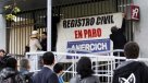 Trabajadores del Registro Civil mantienen el paro indefinido