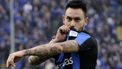 El festejo de Mauricio Pinilla tras marcar para Atalanta ante Carpi