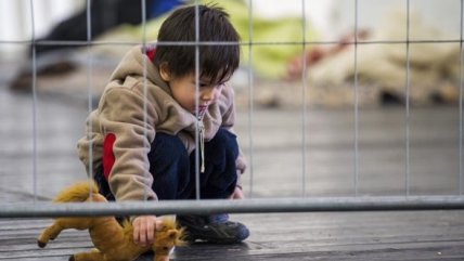  Refugiados en campamento temporal en Austria 