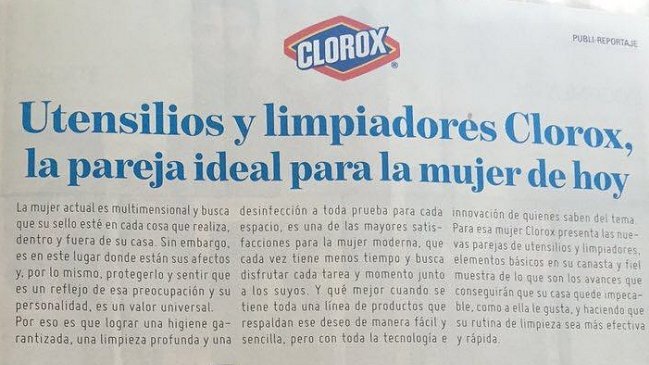 Clorox lamentó 