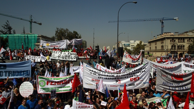 CUT cifró en 100 mil los asistentes a la marcha por la Reforma Laboral
