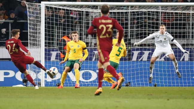 Rusia derrotó a Lituania en amistoso preparatorio para la Eurocopa