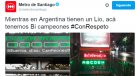 Metro de Santiago saluda a los campeones de América