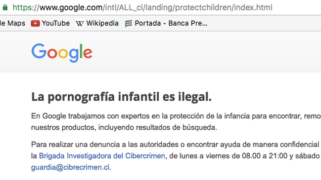 Google estableció alianza con la PDI para combatir la pornografía infantil
