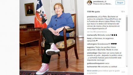 Presidenta Bachelet lució zapatillas juveniles por una buena causa