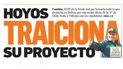 Medios bolivianos tras la salida de Hoyos: Traicionó su proyecto