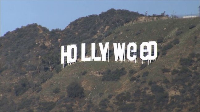 Famoso cartel de Hollywood fue vandalizado con alusión a la marihuana