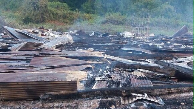 Atentado en Región de Los Ríos: Dos casas y tres galpones quemados