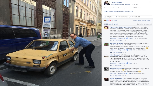 Ciudad polaca le regalará a Tom Hanks un Fiat 126 de época comunista