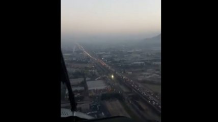   Sobrevuelo de Carabineros al gran taco de Quilicura 