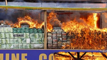   Más de 200 millones de dólares de droga fueron quemados en Birmania 