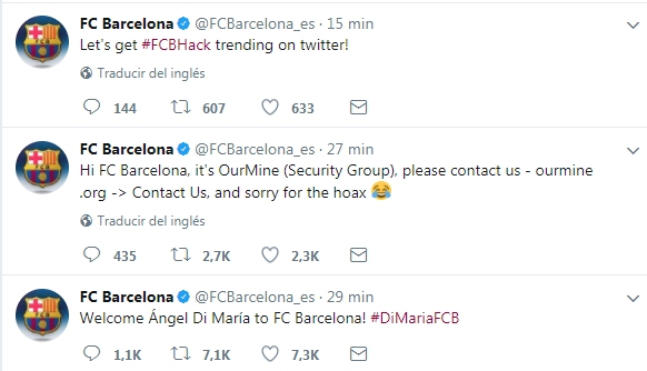 Hackers intervinieron cuenta de Twitter de FC Barcelona y anunciaron fichaje de Angel Di María