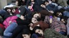 La singular protesta de los estudiantes frente al Ministerio de Hacienda