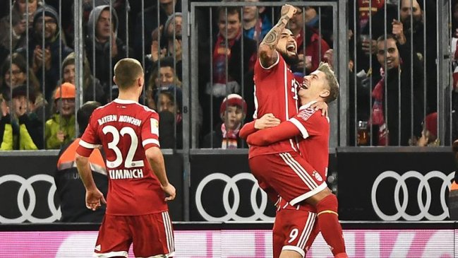 Arturo Vidal tuvo una tremenda actuación en la paliza que Bayern Munich le dio a Augsburgo