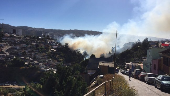 Alerta Roja en Valparaíso por incendio forestal cercano a viviendas