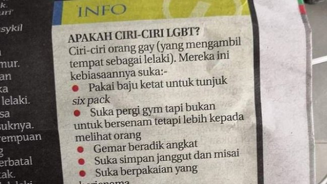 Cómo identificar a un gay: La polémica guía homófoba que publicó un diario de Malasia