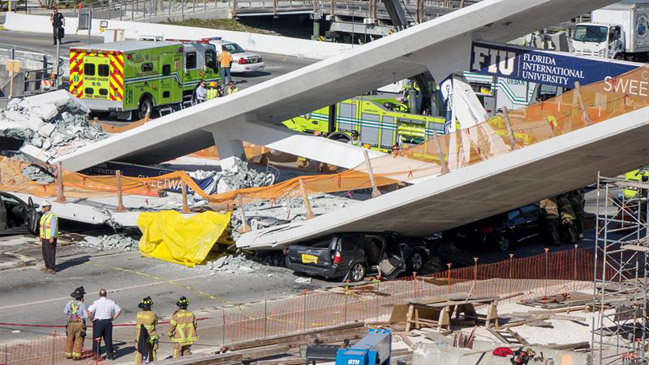 Miami: Aumenta a seis la cifra de muertos tras colapso de puente peatonal