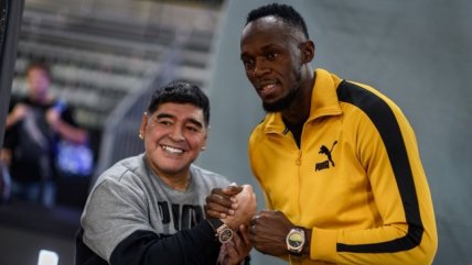   Usain Bolt compartió con Diego Maradona en Zurich 