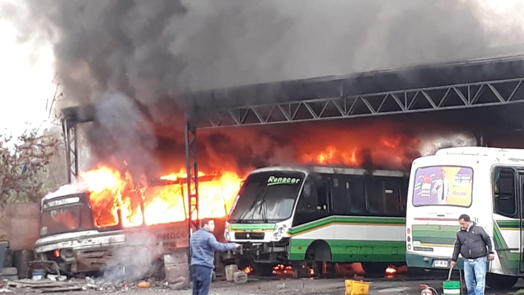 Incendio destruyó dos buses interurbanos en paradero de Curicó