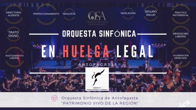 Orquesta Sinfónica de Antofagasta inició huelga en reclamo de mejoras salariales