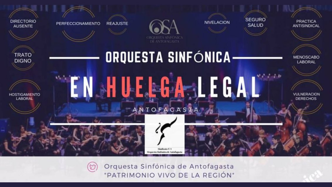 Orquesta Sinfónica de Antofagasta inició huelga en reclamo de mejoras salariales
