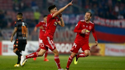   Angelo Araos convirtió su segundo tanto personal ante Cobreloa para darle la victoria a la U 