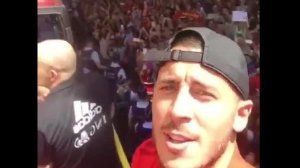 La multitudinaria recepción a Bélgica captada por Eden Hazard