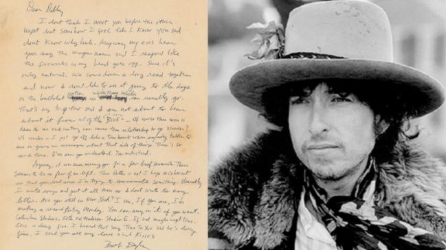  Subastan por casi 30.000 dólares una carta manuscrita de Bob Dylan  