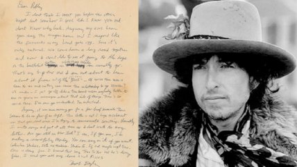 Subastan por casi 30.000 dólares una carta manuscrita de Bob Dylan de 1975