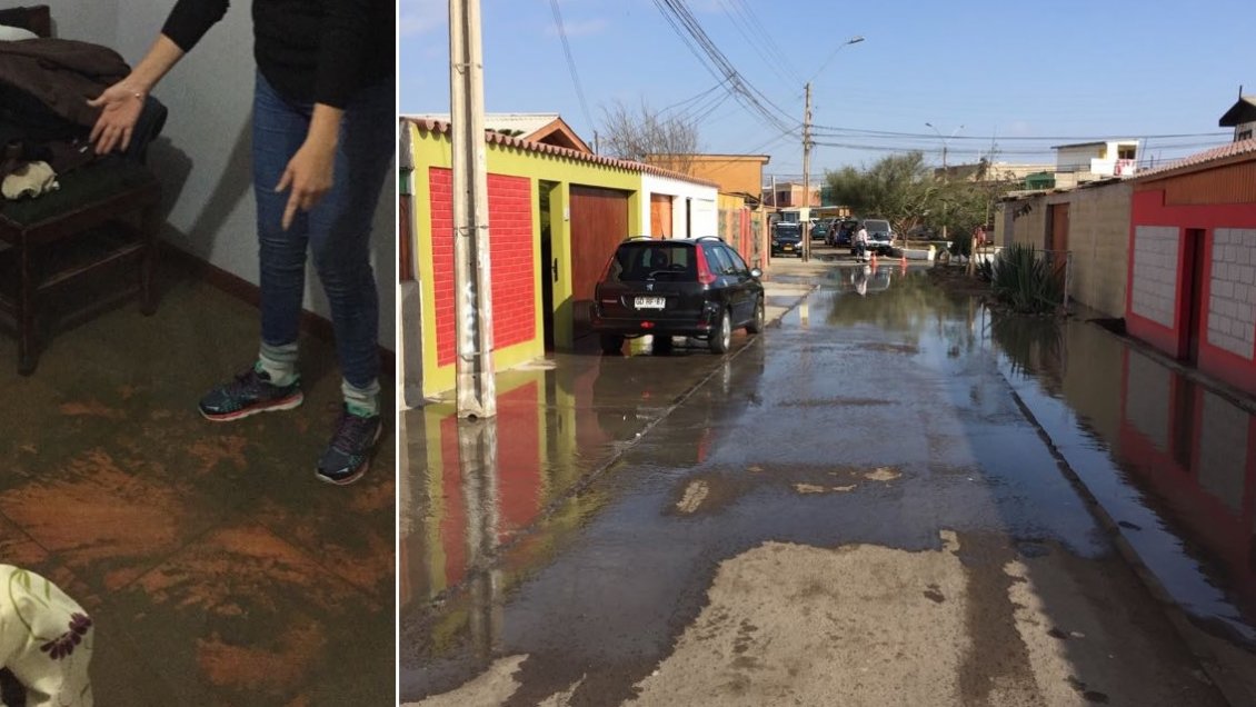 Aguas servidas anegaron viviendas en la población Tacora IV de Arica