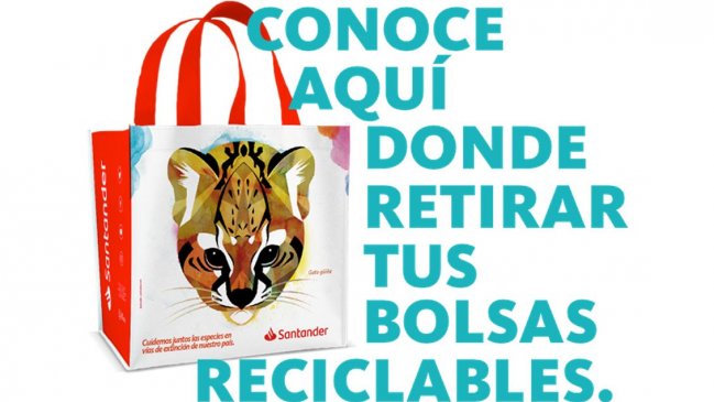 Banco Santander entregará bolsas reutilizables a lo largo del país
