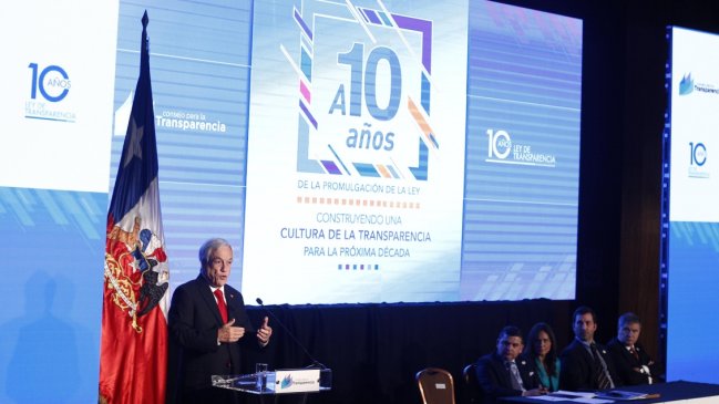 Piñera anunció Ley de Transparencia 2.0 que incluirá al Congreso, al TC y la Contraloría