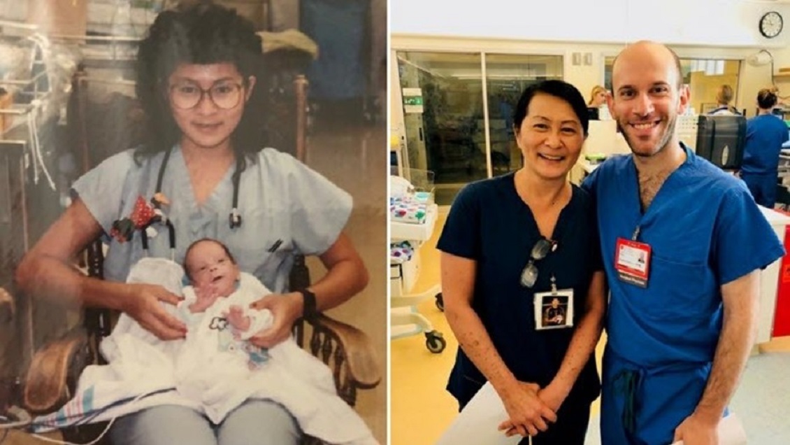 El increíble reencuentro de un médico con la enfermera que le salvó la vida al nacer