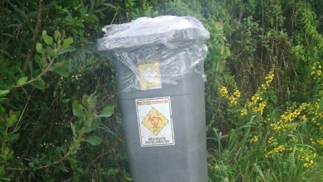 Tacho hallado en Ruta de la Madera rotulado con restos patológicos tenía deposiciones