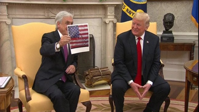  El curioso momento que protagonizó Piñera con Trump  