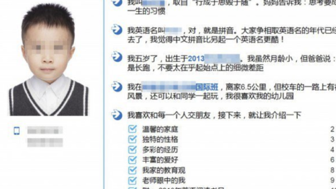 Niño chino presentó un impresionante CV para entrar al jardín