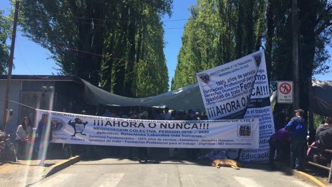 Trabajadores de la Universidad Austral mantienen huelga y toma de los campus