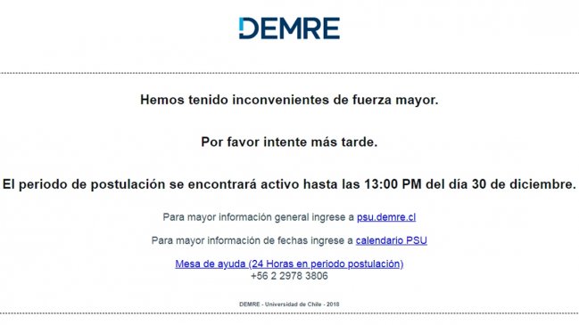 PSU: Problema en página del Demre obliga a extender plazo de postulación