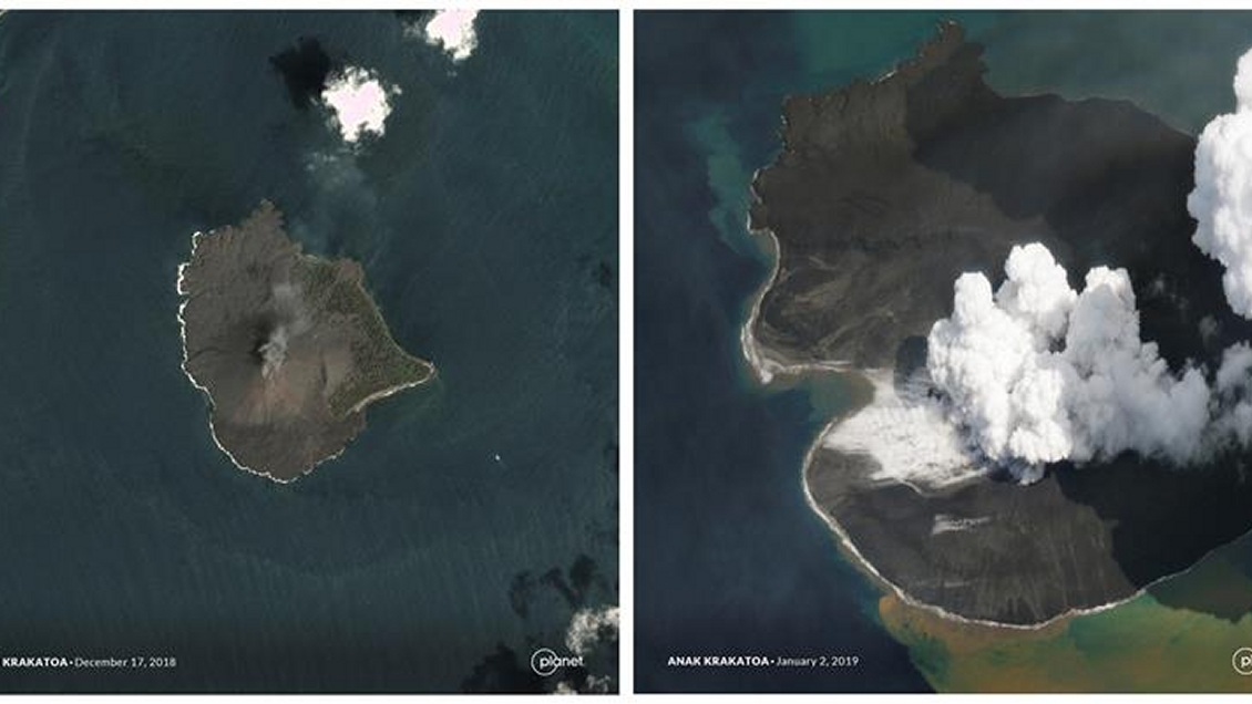 Imágenes satelitales evidenciaron que derrumbe del volcán indonesio provocó fatal tsunami