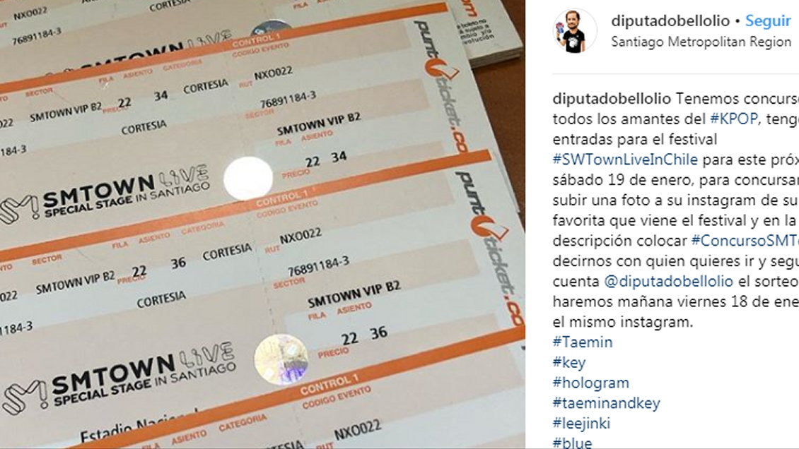 Diputados regalaron entradas para festival de K-Pop por Instagram