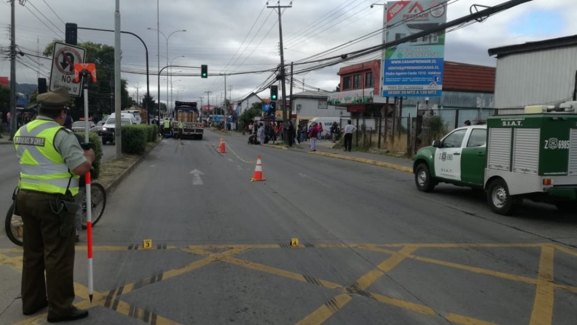 Hombre falleció atropellado por un camión en Valdivia
