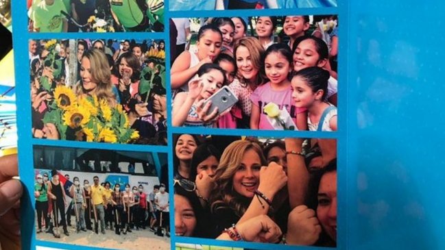 Acusan a Cathy Barriga de repartir carpetas con su imagen en la portada