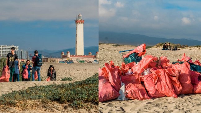 Lo bueno se copia: Estudiantes de La Serena recibieron a mechones recogiendo basura