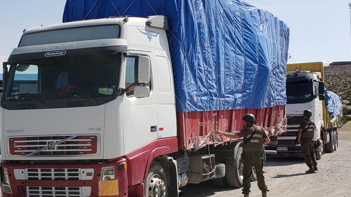 Arica: Carabineros interceptó dos camiones con contrabando en paso no habilitado de Visviri