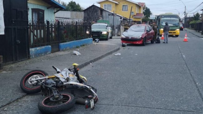 Motociclista en estado de ebriedad ocasionó dos accidentes en Puerto Montt