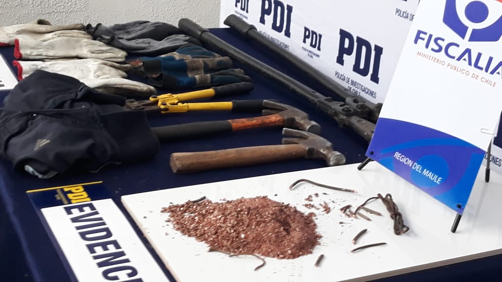 Banda robó dos toneladas de cobre desde la vía férrea entre O'Higgins y el Maule