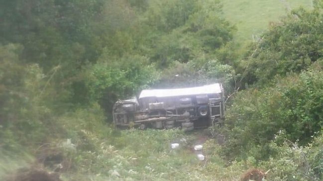 Camión con formalina cayó a un barranco y provocó emergencia química en Los Lagos