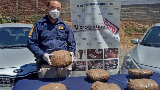 PDI detuvo a dos sujetos con más de seis kilos de droga en Las Cabras